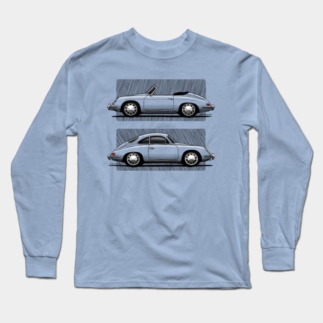 Sketchy drawings of both the coupé and the cabrio beautiful german sports car Long Sleeve T-Shirt by jaagdesign